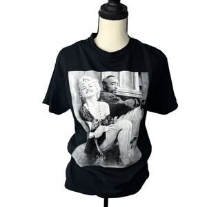 Tupac Marilyn Monroe Graphic Tee Black Cotton T-Shirt M